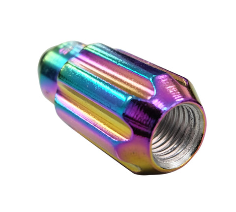 NRG 500 Series M12 X 1.5 Bullet Shape Steel Lug Nut Set - 21 Pc w/Lock Key - Neochrome - LN-LS500MC-21