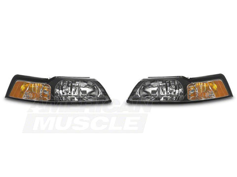 Raxiom 99-04 Ford Mustang Axial Series OE Style Headlights- Chrome Housing (Clear Lens) - 42011