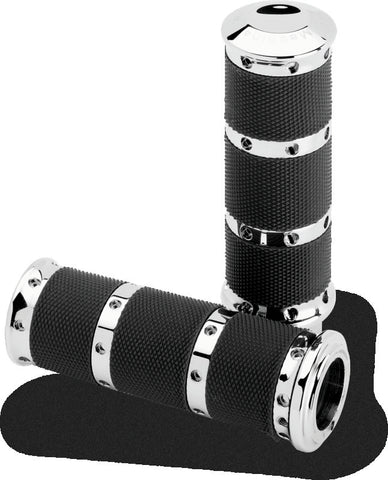Performance Machine Handle Grip Set- XL Rubber 2K8 - Chrome - 0063-2018-CH