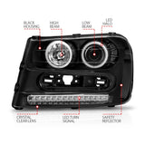 ANZO 2002-2009 Chevrolet Trailblazer Projector Headlights w/ Halo Black - 111127