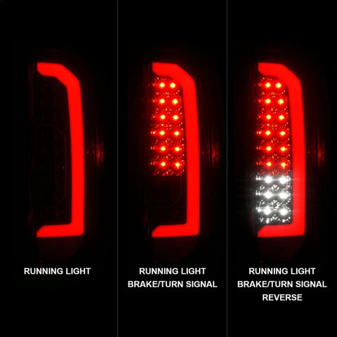 ANZO 15-21 Chevrolet Colorado Full LED Tail Lights w/ Red Lightbar Black Housing Smoke Lens - 311433
