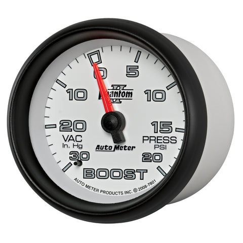 AutoMeter Gauge Vac/Boost 2-5/8in. 30Inhg-20PSI Mechanical Phantom II - 7801