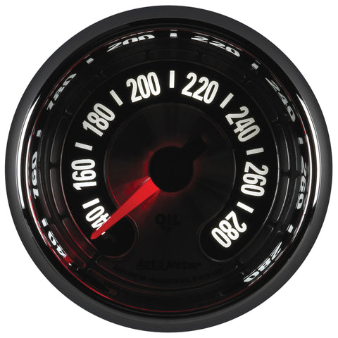 Autometer American Muscle 2-1/16in Full Sweep Electric Digital Stepper 140-280 Deg F Oil Temp Gauge - 1256