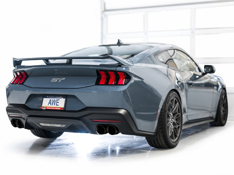 AWE 2024 Ford Mustang GT Fastback S650 RWD Track Edition Cat-Back Exhaust w/ Quad Diamond Black Tips - 3020-43650