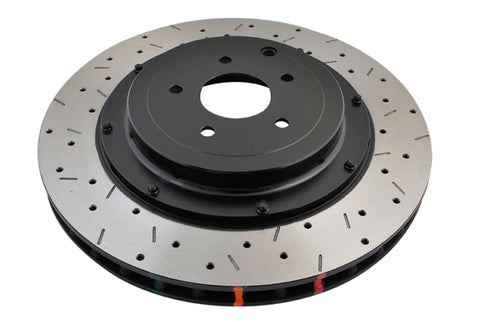 DBA 09+ Nissan GTR R-35 Rear Drilled & Slotted 5000 Series 2 Piece Rotor Assembled w/ Black Hat (Ava - DBA52321BLKXS
