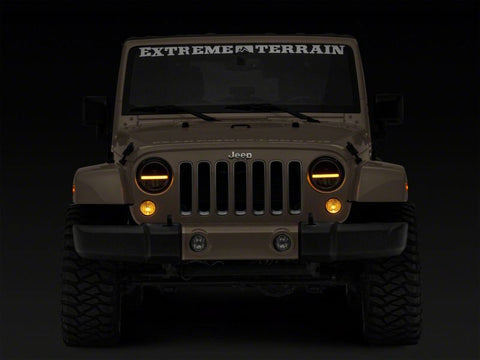 Raxiom 97-18 Jeep Wrangler TJ & JK Axial 7-In LED Headlights w/ DRL - Blk Housing (Clear Lens) - J143372