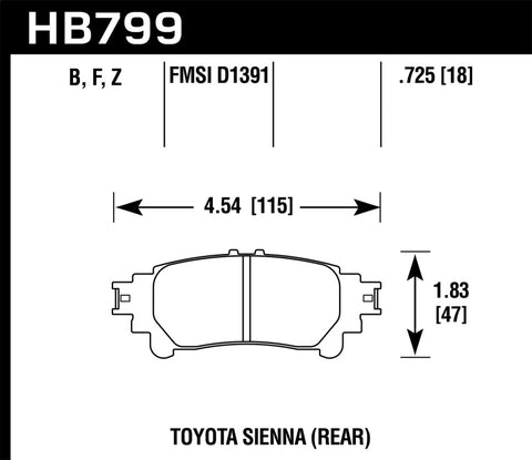 Hawk 14-16 Toyota Highlander HPS Rear Brake Pads - HB799F.597