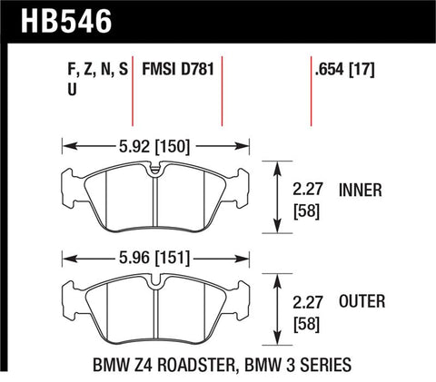 Hawk HT-10 Street Brake Pads - HB546S.654