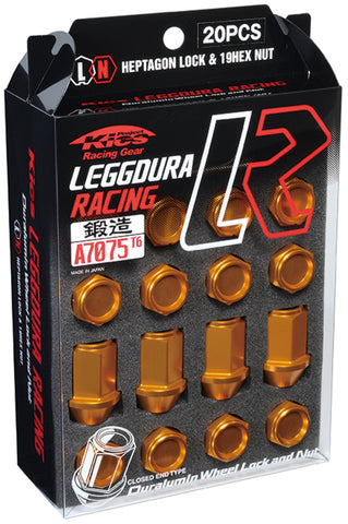Project Kics 12x1.50 Leggdura Racing Lug Nuts - Yellow Gold w/Laser Logo (20 Pcs) - WKIZ1O