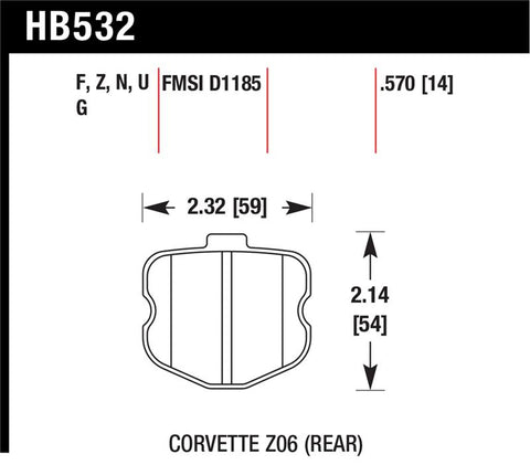Hawk 10-12 Chevy Corvette Grand Sport / 06-12 Corvette Z06 Rear DTC-70 Race Brake Pads - HB532U.570