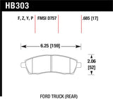 Hawk 99-05 Cadillac Excursion / 99-04 Ford F-250/F-350 Super Duty Pickup Rear LTS Street Brake Pads - HB303Y.685