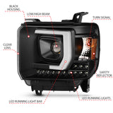 ANZO 2014-2015 GMC Sierra 1500HD Projector Plank Style Headlight Black W/ DRL - 111450