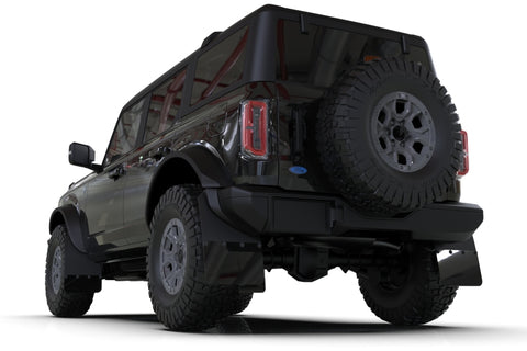 Rally Armor 21-25 Ford Bronco (Plstc Bmpr + RB - NO Rptr/Sprt) Blk Mud Flap w/Red Logo - MF85-RB-PL-RD