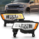ANZO 2017-2018 Jeep Grand Cherokee Projector Headlights w/ Plank Style Switchback - Chrome w/ Amber - 111419