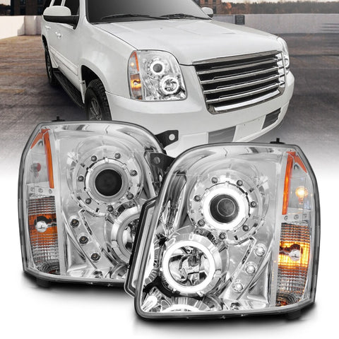 ANZO 2007-2014 GMC Yukon Projector Headlights w/ Halo Chrome (CCFL) - 111147