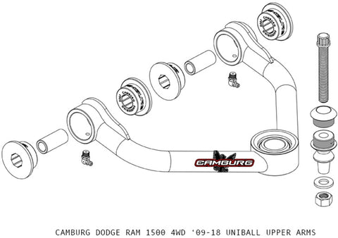 Camburg Dodge RAM 1500 (DS) 4WD 09-21 1.25in Performance Uniball Upper Arms (w/ covers) - CAM-810001