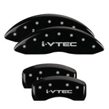 MGP 4 Caliper Covers Engraved Front & Rear I-Vtec Black Finish Silver Char 2016 Acura ILX - 39020SIVTBK
