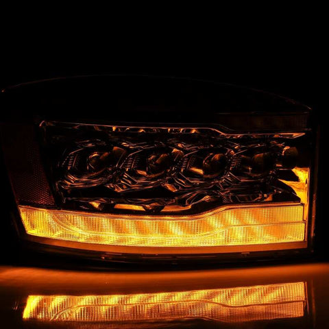 AlphaRex 06-08 Dodge Ram 1500HD NOVA LED Proj Headlights Plank Style Blk w/Seq Signal/DRL/Amber LED - 880537