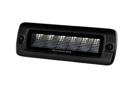 Hella Universal Black Magic 6 L.E.D. Flush Mount Mini Light Bar - Flood Beam - 358176221