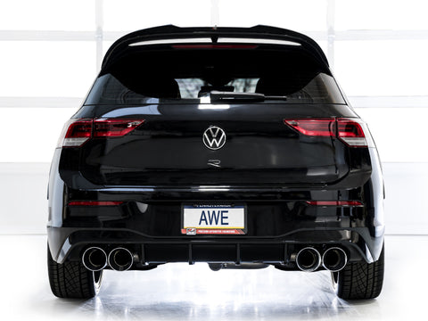 AWE Tuning MK8 Volkswagen Golf R 3in Touring Edition Quad Exhaust - Chrome Silver Tips - 3015-42658