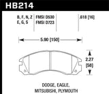 Hawk 1991-1993 Dodge Stealth (2WD) HPS 5.0 Front Brake Pads - HB214B.618