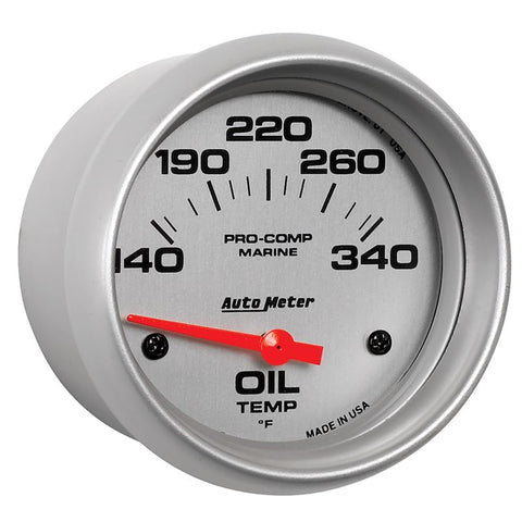 Autometer Marine Silver Ultra Lite Electric Oil Temperature Gauge 2-5/8in 140-300 Deg F - 200765-33