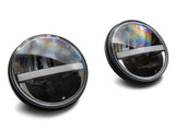 Raxiom 97-18 Jeep Wrangler TJ & JK Axial 7-In LED Headlights w/ DRL - Blk Housing (Clear Lens) - J143372