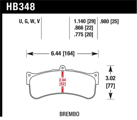 Hawk Brembo Disc DTC-70 w/ 1.140in Thickness Race Brake Pads - HB348U1.14