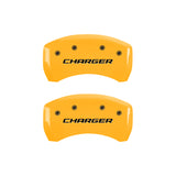 MGP 4 Caliper Covers Engraved Front & Rear Block/Charger Yellow Finish Black Char 2006 Dodge Charger - 12005SCHBYL