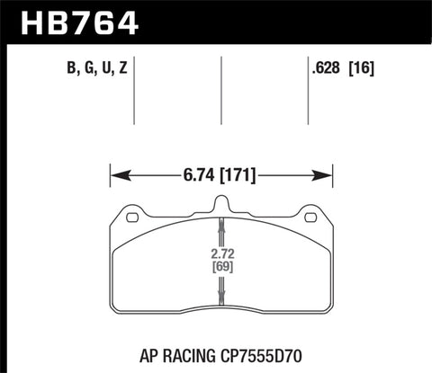 Hawk AP Racing CP7555D70 DTC-60 AP Racing Brake Pads - HB764G.628