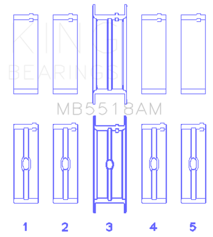 King AMC / Jeep 390 & 401 (Undersize 0.20IN) Crankshaft Main Bearing Set - MB5518AM020