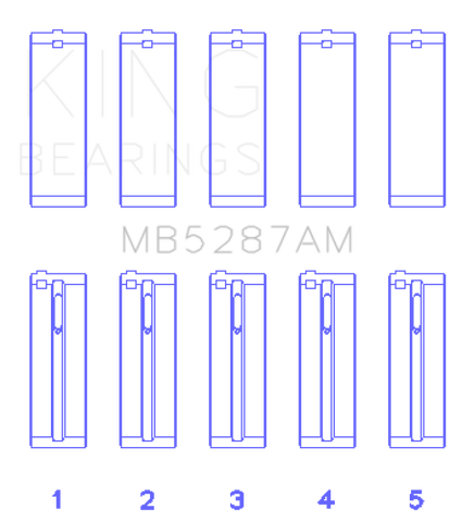 King Engine Bearings Toyota 1ZZ-FE (Size .25) Main Bearing Set - MB5287AM0.25
