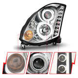 ANZO 2003-2007 Infiniti G35 Projector Headlights w/ Halo Chrome (CCFL) (HID Compatible) - 121364
