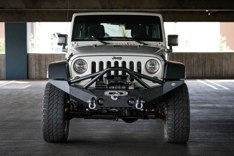 DV8 Offroad 07-18 Jeep Wrangler JK/JL FS-10 Full Length Steel Front Bumper w/ Skid Plate - FBSHTB-10