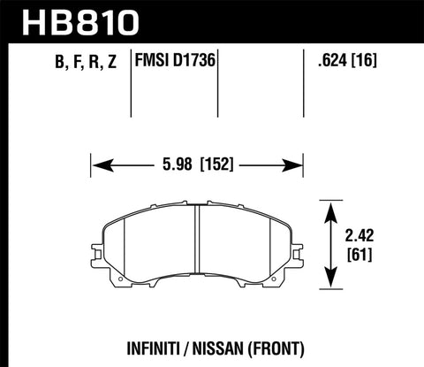 Hawk 14-17 Infiniti Q50 HPS 5.0 Front Brake Pads - HB810B.624