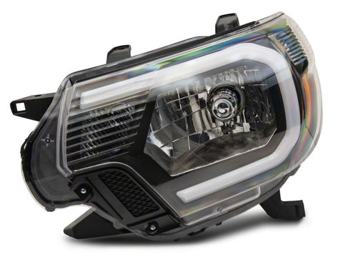 Raxiom 12-15 Toyota Tacoma Axial Series Headlights w/ LED Bar- Blk Housing (Clear Lens) - TT21847
