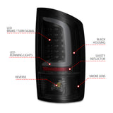 ANZO 2002-2006 Dodge  Ram 1500 LED Tail Lights w/ Light Bar Black Housing Smoke Lens - 311369