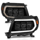 ANZO 05-11 Toyota Tacoma Full Proj Headlights w/Lght Bar Swchbk Seq. Blk. Housing w/Initiation Light - 111581