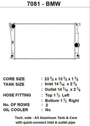 CSF BMW 2 Series (F22/F23) / BMW 3 Series (F30/F31/F34) / BMW 4 Series (F32/F33/F36) A/T Radiator - 7081