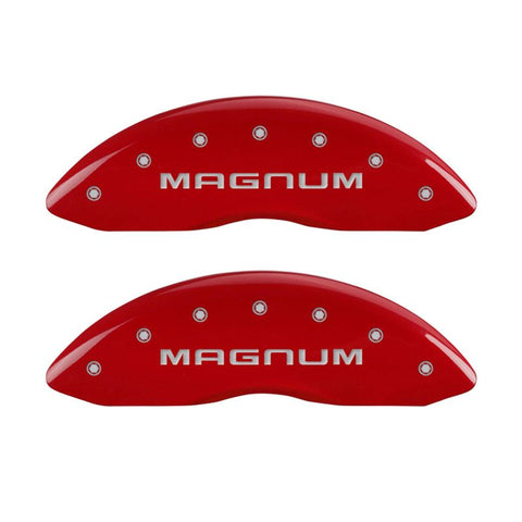 MGP 4 Caliper Covers Engraved Front & Rear Magnum Red finish silver ch - 12088SMGMRD