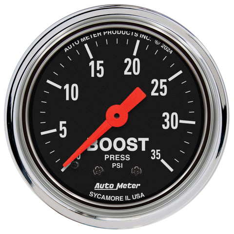 AutoMeter Gauge Boost 2-1/16in. 35 PSI Mechanical Traditional Chrome - 2404