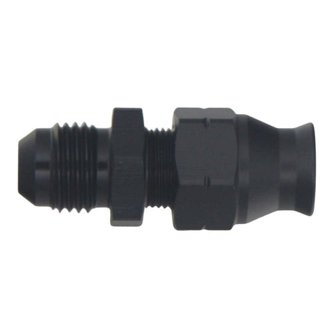 DeatschWerks 6AN Male Flare to 5/16in Hardline Compression Adapter - Anodized Matte Black - 6-02-0108-B
