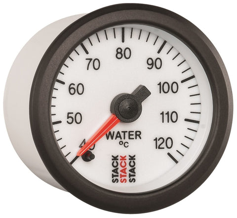 Autometer Stack 52mm 40-120 Deg C 1/8in NPTF Male Pro Stepper Motor Water Temp Gauge - White - ST3357