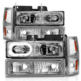 ANZO 88-98 Chevrolet C1500 Crystal Headlights Chrome Housing w/ Signal and Side Marker Lights - 111508