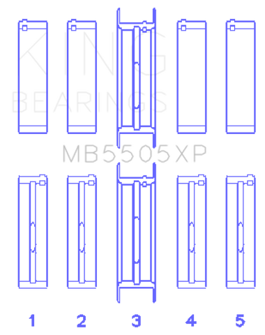 King Engine Bearings Ford V8 351ci 5.8L 400ci 6.6L 16V (Size STD) Performance Main Bearing Set - MB5505XP