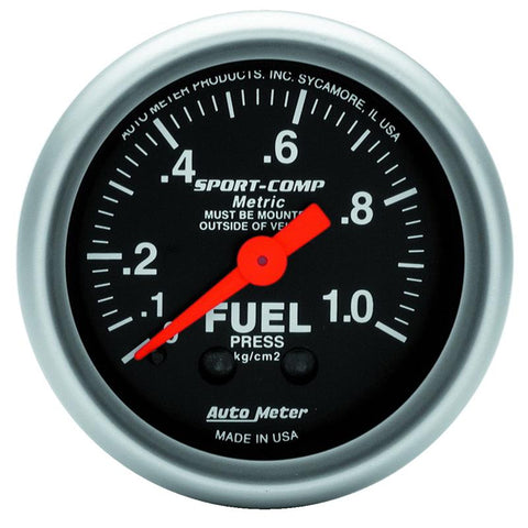 AutoMeter Gauge Fuel Pressure 2-1/16in. 1.0Kg/Cm2 Mechanical Sport-Comp - 3311-J