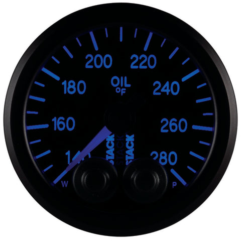 Autometer Stack Instruments 52mm 140-280 Deg F 1/8in NPTF Male Pro Control Oil Temp Gauge - Black - ST3510