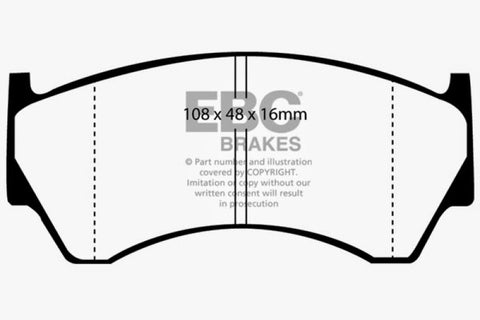 EBC 95-97 Nissan Sentra 1.6 Yellowstuff Front Brake Pads - DP41044R