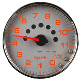 Autometer Spek-Pro Gauge Tachometer 5in 11K Rpm W/Shift Light & Peak Mem Silver/Chrome - P23921