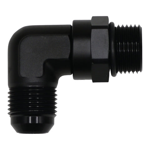 DeatschWerks 10AN ORB Male Swivel to 10AN Male Flare 90-Degree Fitting - Anodized Matte Black - 6-02-0412-B